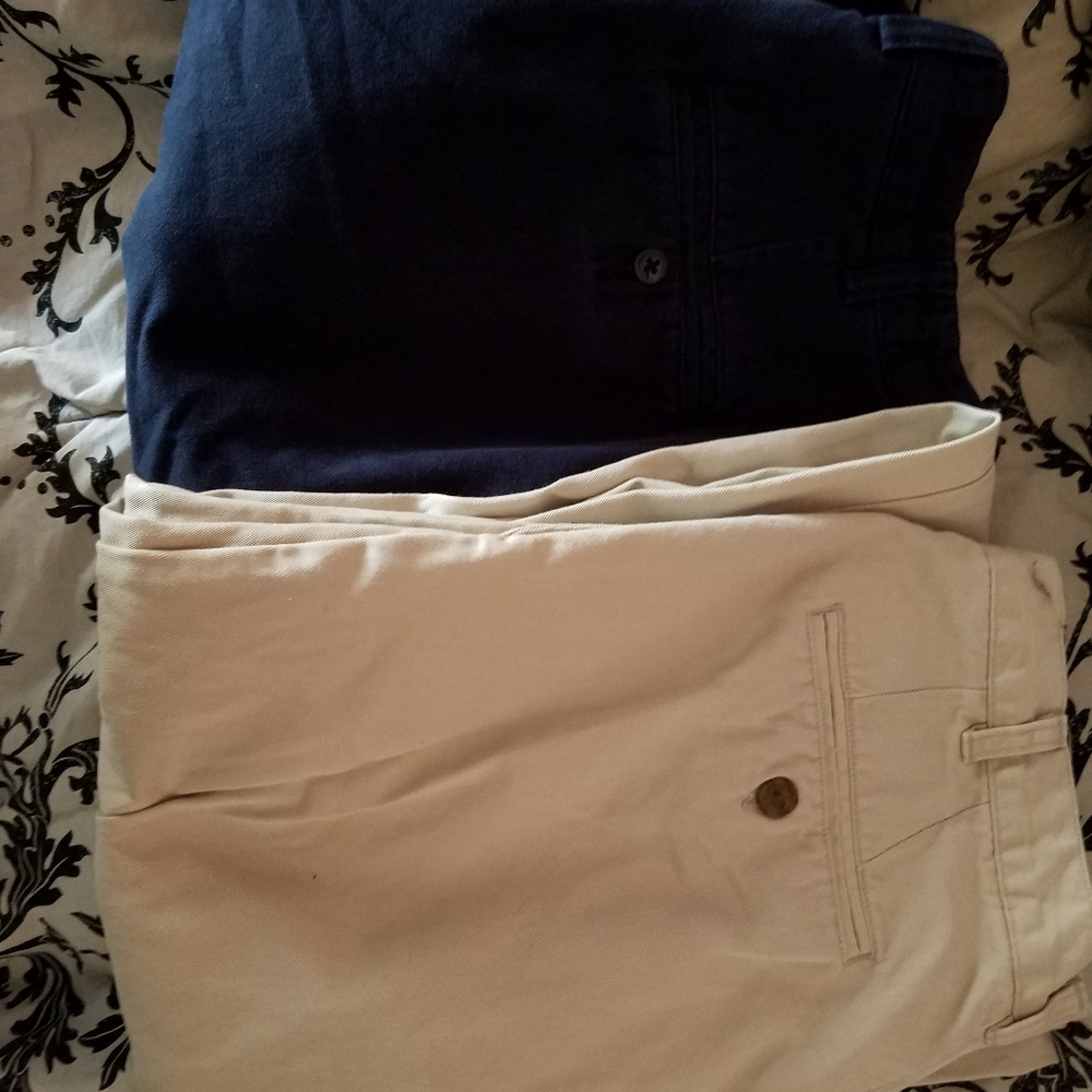 2 pair mens casual slacks khaki & Navy